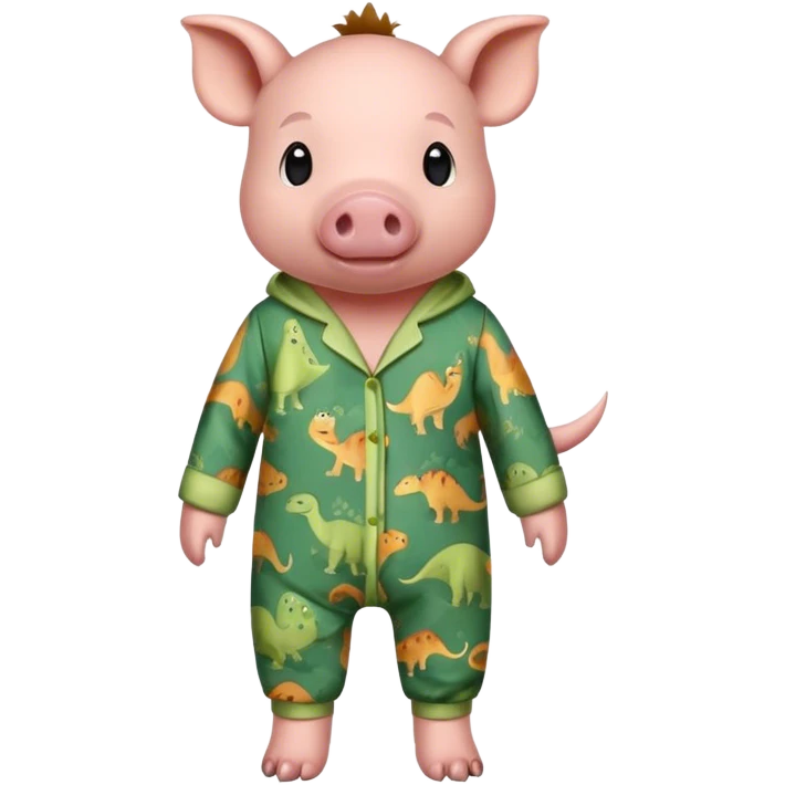 pig wearing dinosaur print pajamas emoji