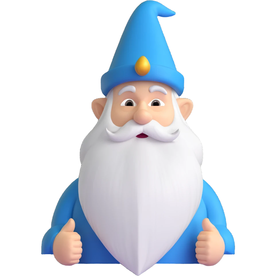 A big gnome with a long beard and pointy hat emoji