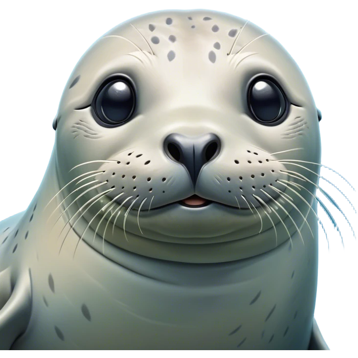Cinematic Comical harbour seal Portrait Emoji, Head tilted dramatically with an exaggeratedly amused expression, featuring a sleek, agile body with wide, comically expressive eyes full of playful disbelief and a subtly contoured head, Simplified yet hilariously expressive features, highly detailed, glowing with a slightly sassy oceanic glow, high shine, dramatic yet playful, stylized with an air of quirky marine mischief, soft glowing outline, capturing the essence of a meme-worthy harbour seal that looks ready to side-eye its way into viral fame! emoji
