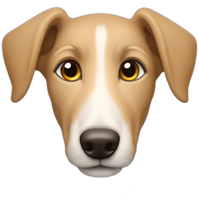 tan lurcher puppy with heart emoji