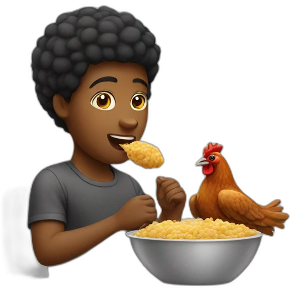 black person eating chicken emoji