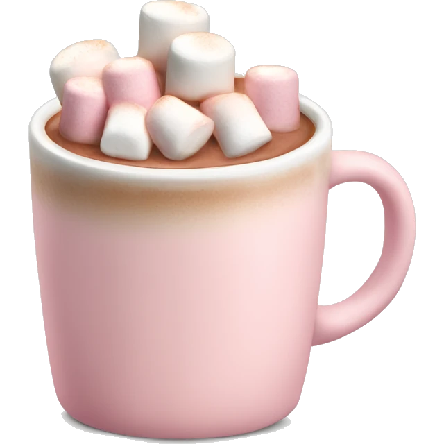 Light Pink mug of hot chocolate with marshmallows  emoji