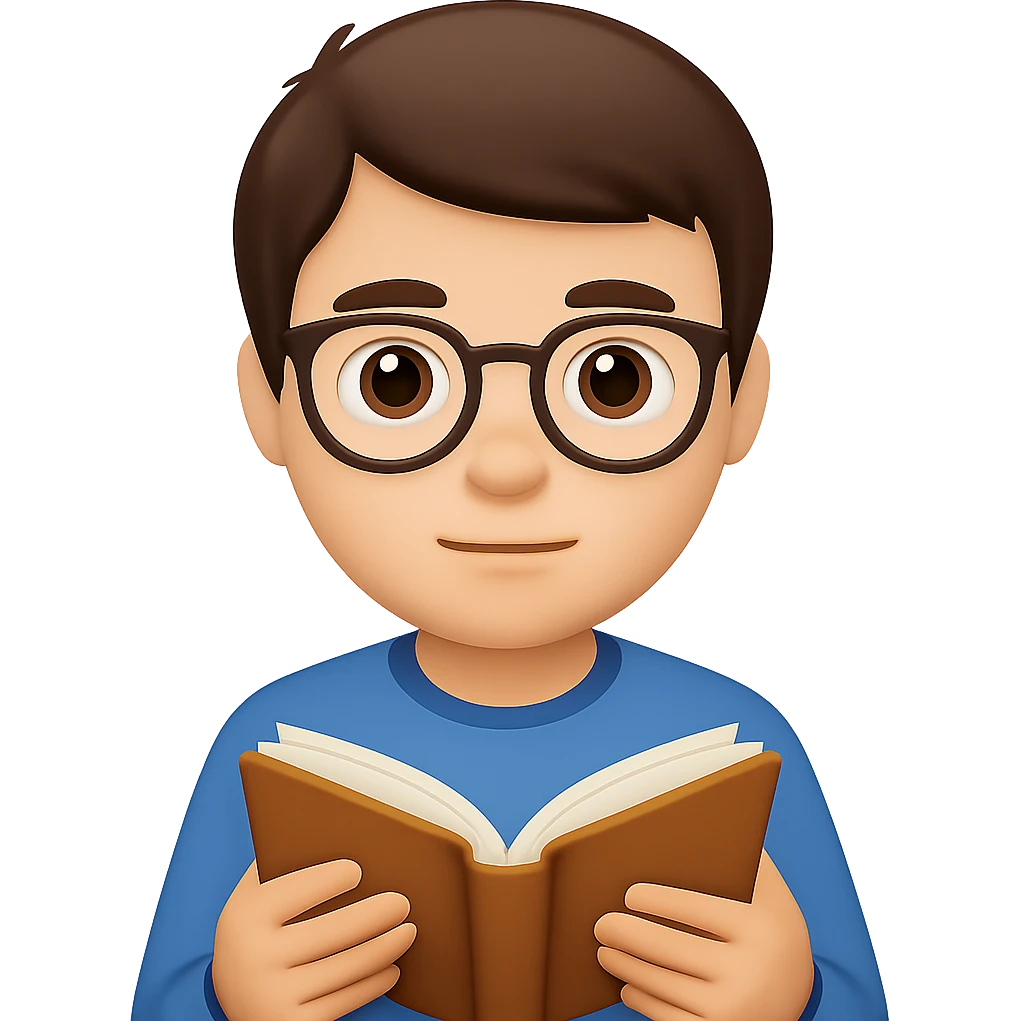 Add glasses to the boy in the style of emoji (apple style emojis). Keep the emoji style look and no background. emoji