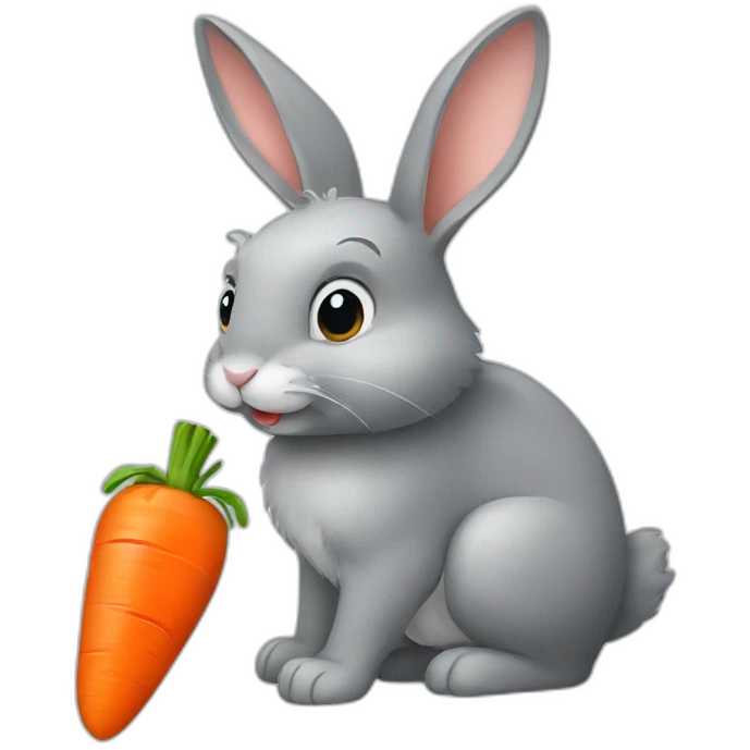grey bunny eating a carrot emoji