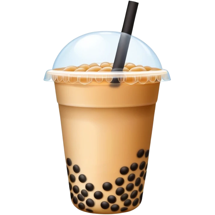 Bubble Tea with tapioca pearls and wide straw in cup, simplified emoji style with bold outlines and bright colors, cartoon style Taiwan popular drink Boba emoji