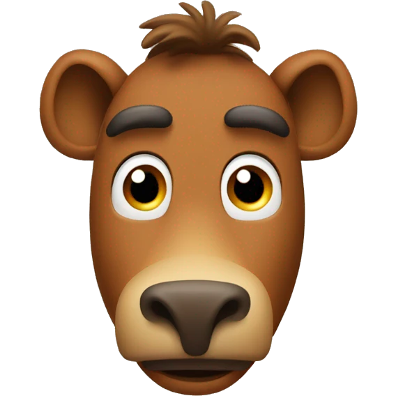 Alf from the ALF tv series. Face: Use a brown color for the face.
Nose: A large, oval-shaped nose.
Muzzle: A prominent, rounded muzzle area, also brown, to mimic ALF’s snout. emoji