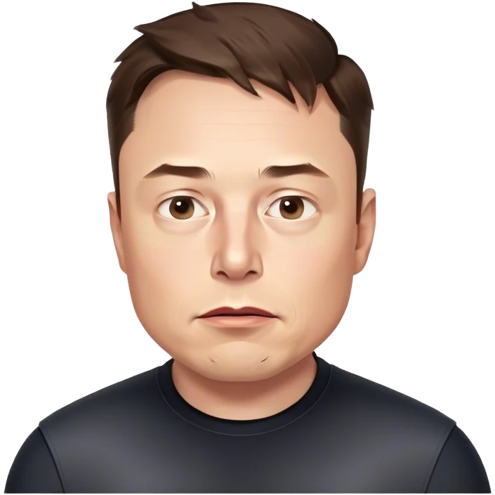 A photorealistic style 3d render of Elon Musk's head, no neck or body, slightly turned right, with a concerned expression. Transparent background emoji