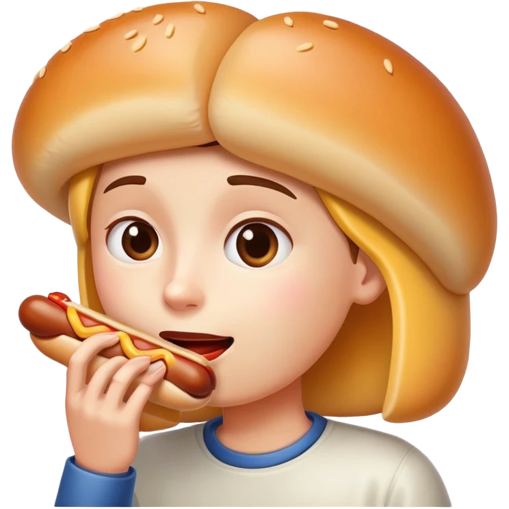 eating hotdog poking cheek emoji