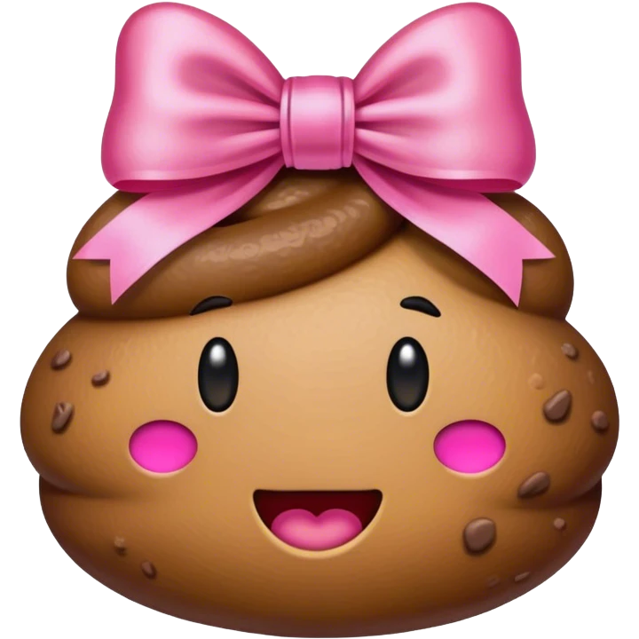 Poop emoji with pink bow on top emoji