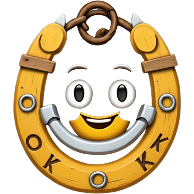 Emoji wooden sign with horseshoe with the inscription OK emoji