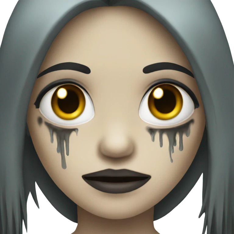 girl zombie with black long hair and franja  emoji