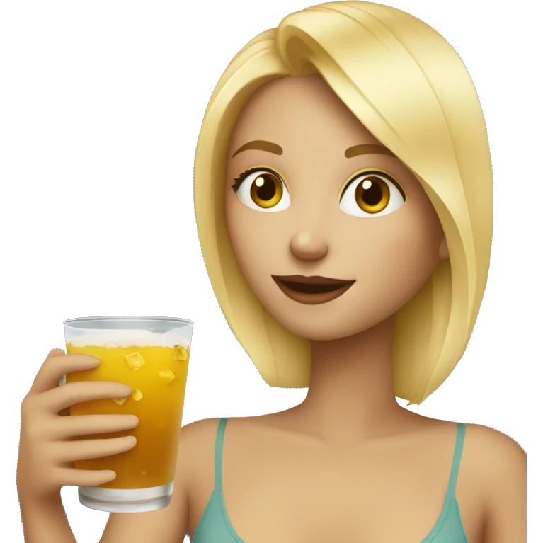 blonde girl enjoying a drink emoji