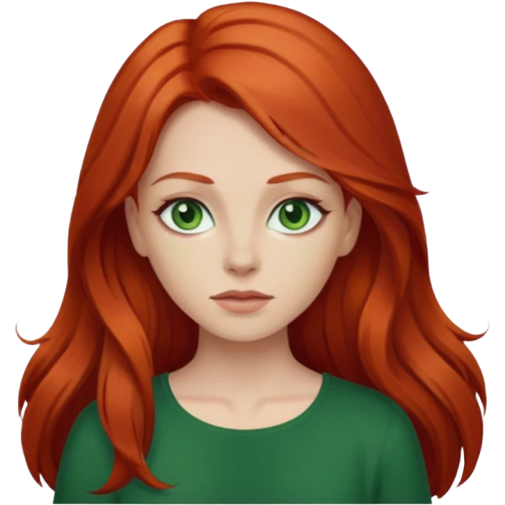 je veux un emoji femme rousse les yeux verts foncé et les cheveux plus longs  emoji