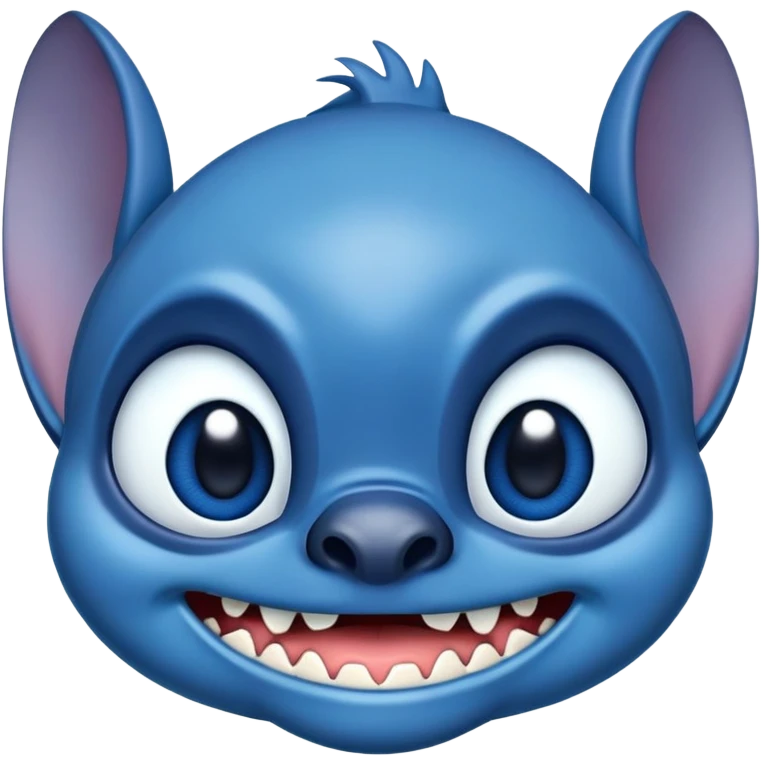 blue alien Stitch face from Lilo and Stitch with big eyes and sharp teeth emoji