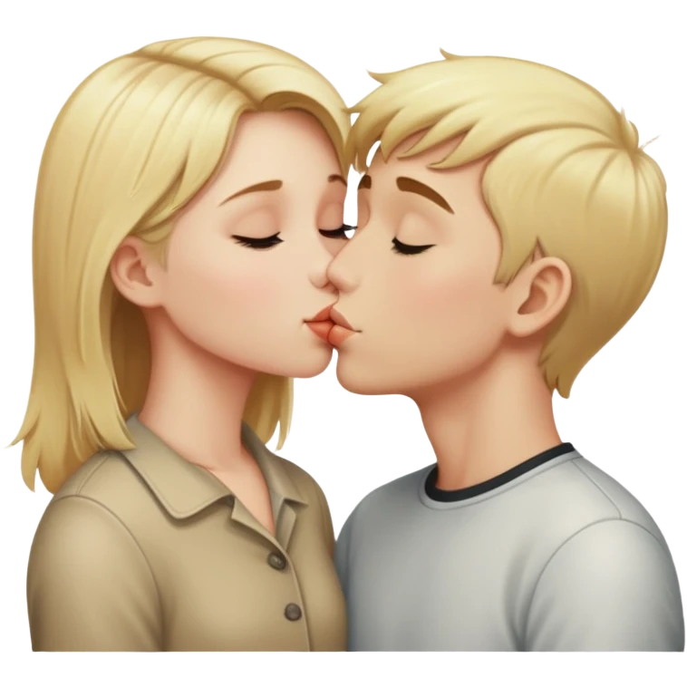 short blonde girl kiss tall blonde boy emoji