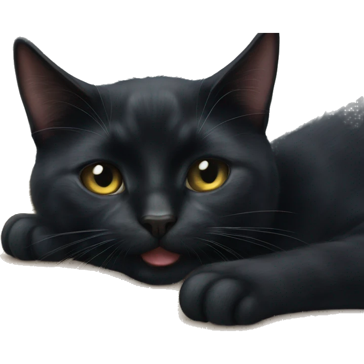 black cat licking an ice cube emoji
