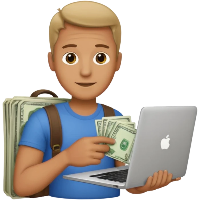 men with laptop and money emoji