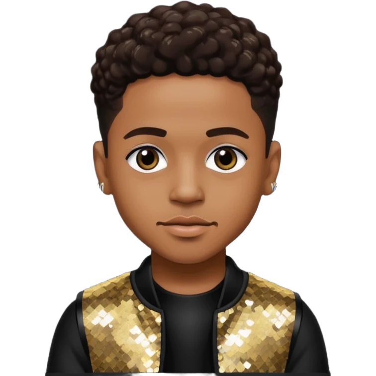 Lil Fizz from B2K with dark brown hair, black sequin outfit emoji