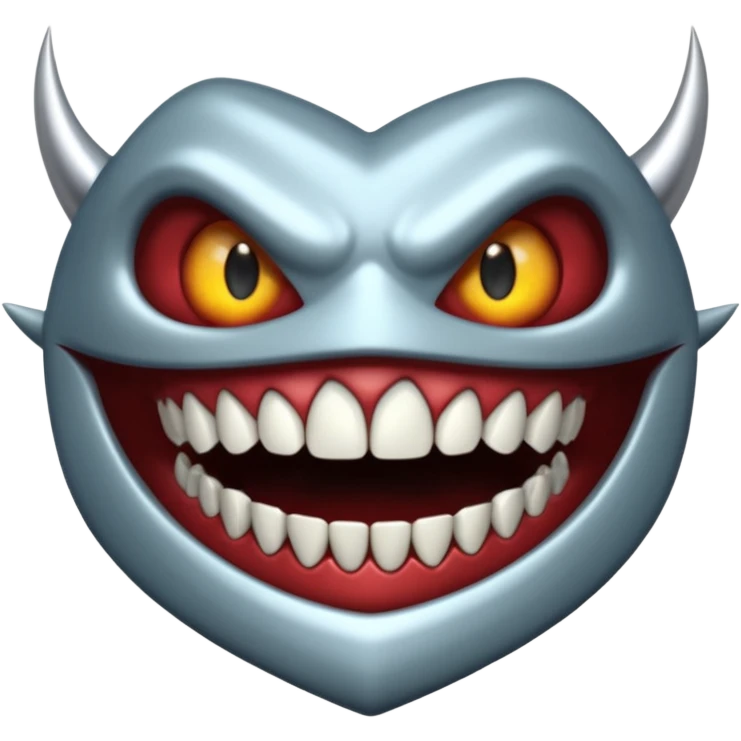 metallic only teeth with sharp fangs, chrome texture, dark shadows emoji
