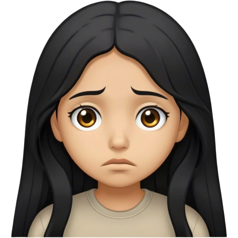 Sad tan hispanic girl long black hair emoji