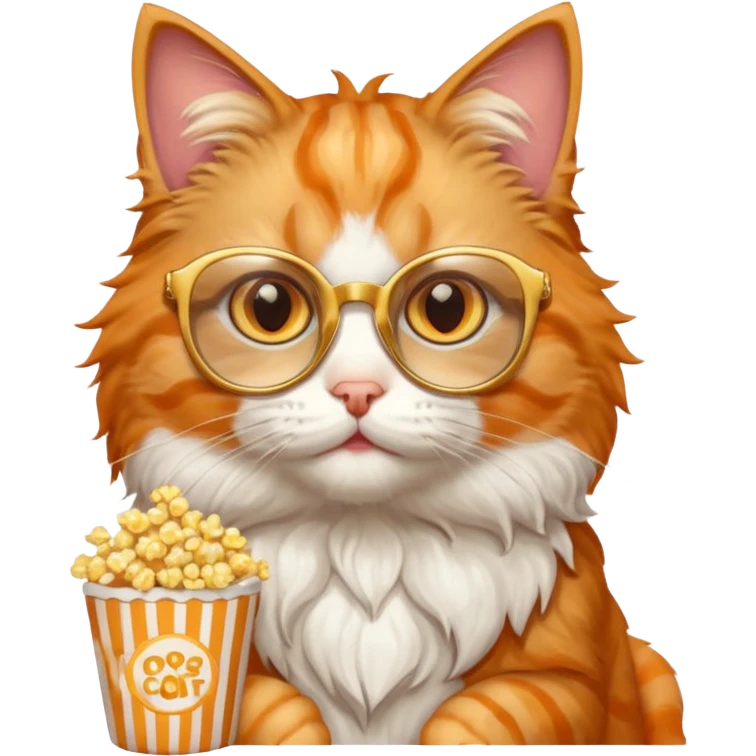 cat with with rapper popcorn with opticals emoji