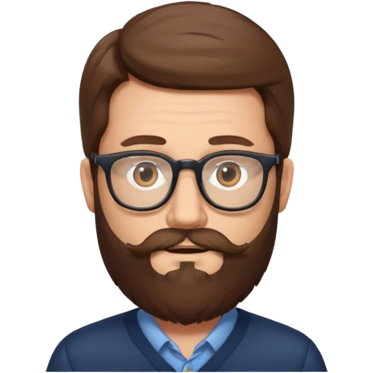 HOMME CHEVEUX BRUN LONGUE BARBE LUNETTE emoji