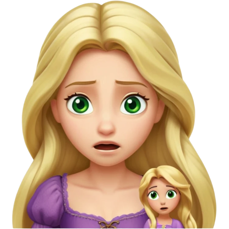 tangled disney rapunzel fair skin green eyes blonde hair horrified emoji