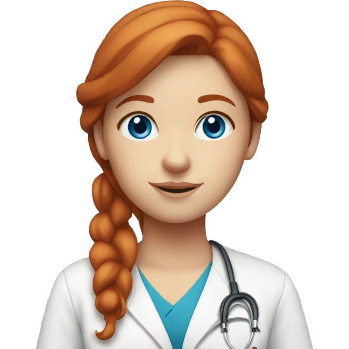 redhead girl nursing student blue eyes emoji