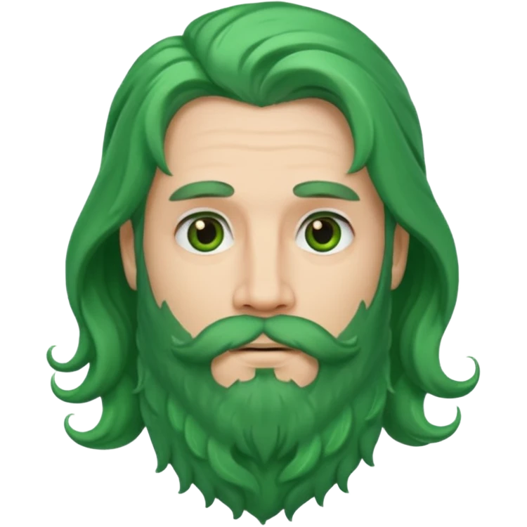 green long wavy hair and beard man emoji