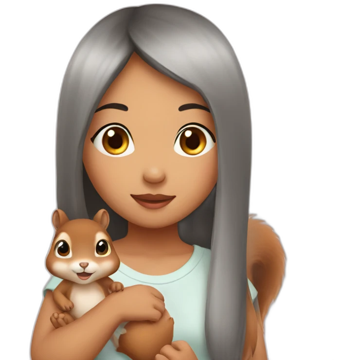 Asian-babygirl-and-squirrel emoji