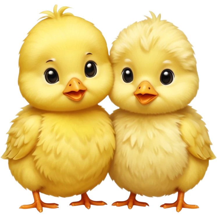 Two baby chicks cuddling emoji