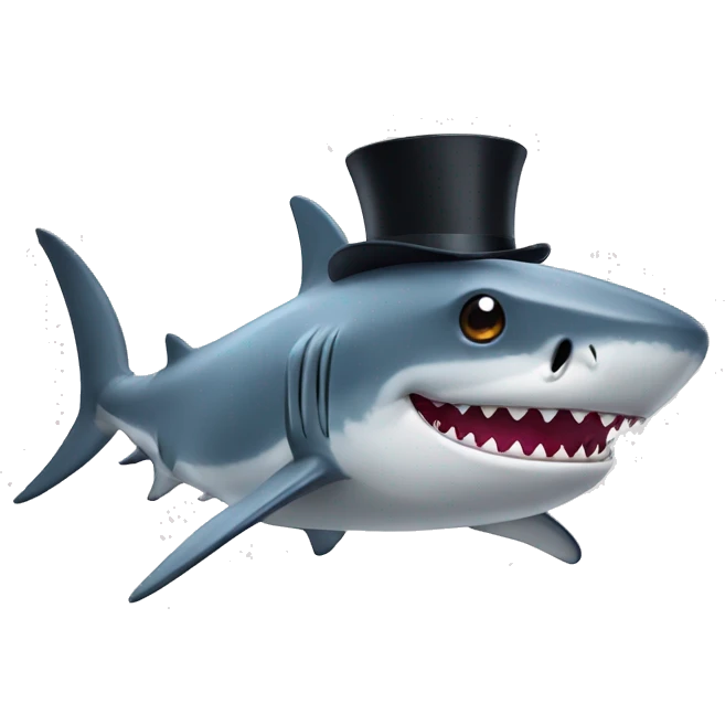 Shark with a top hat emoji