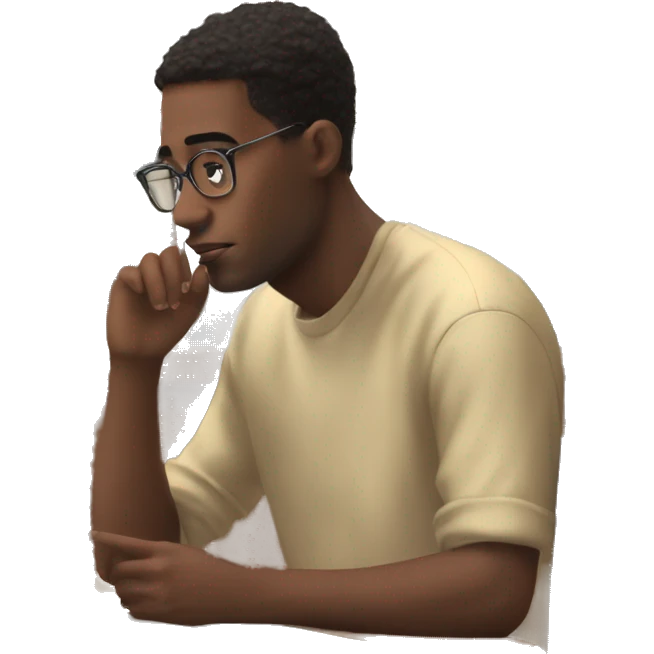 A man student is distracted by tik tok while studying emoji
