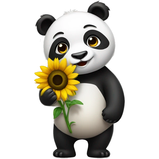 Panda with sunflower in its hand emoji