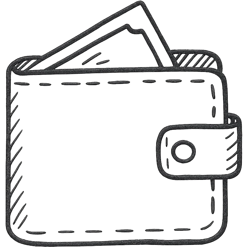hand-drawn outlined wallet icon emoji