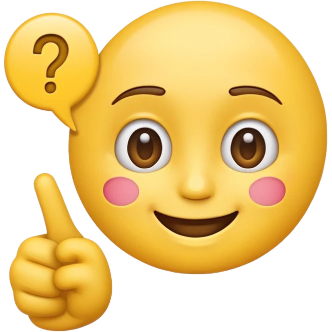 an emoji pointing to the screen with a question-like face emoji