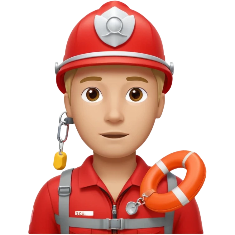 lifeguard portrait, head and shoulders only, wearing red lifeguard uniform, rescue whistle and buoy strap visible, confident alert expression, beach safety vibe, 3D cartoon, mobile game icon style, clean background, no text, no watermark
 emoji