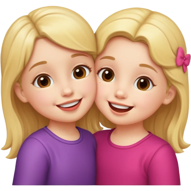 two little gals kissing emoji