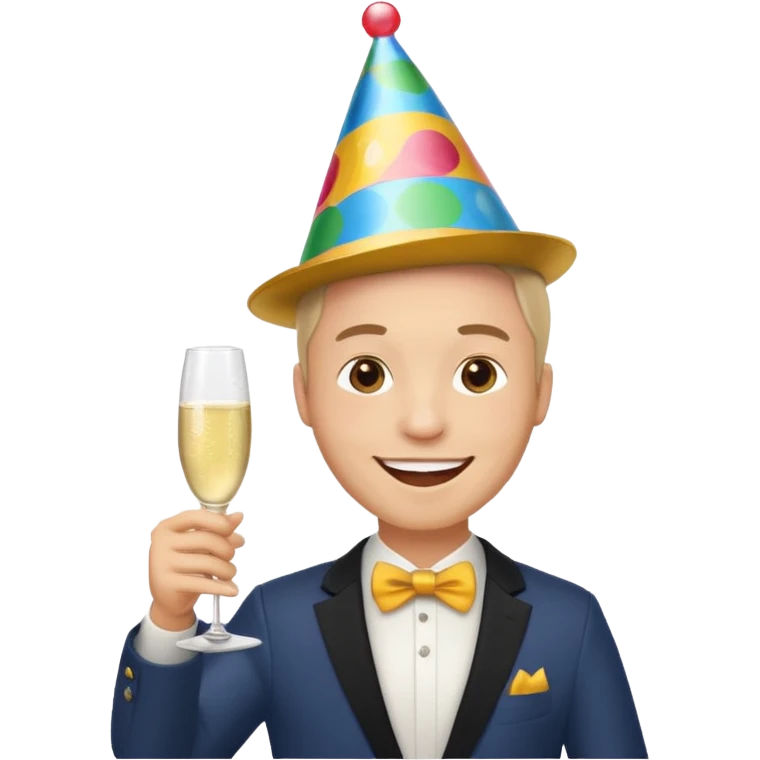 Emoji de un holbre feliz de festejo solo cabeza  emoji