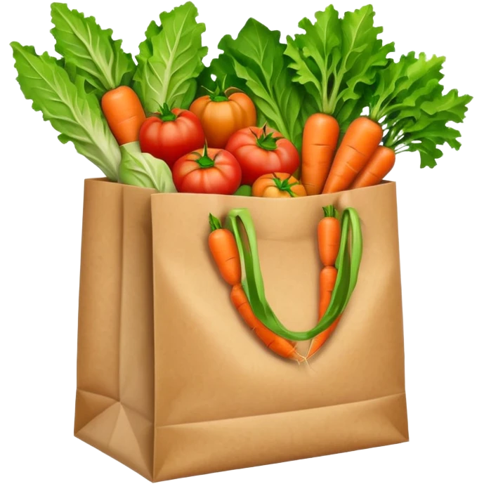 paper bag with vegetables. Transparent background emoji