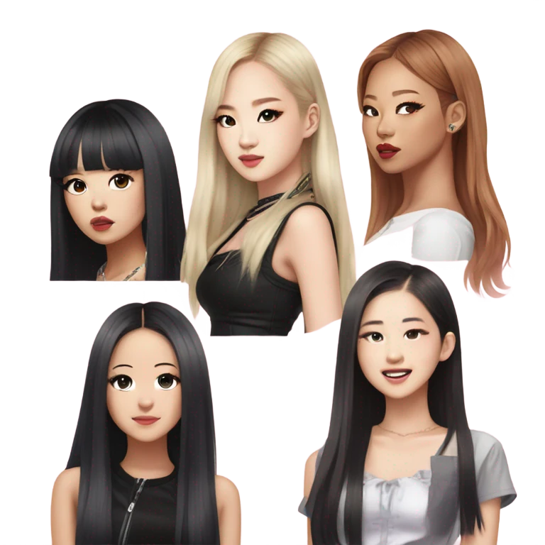 black pink four members k-pop star emoji