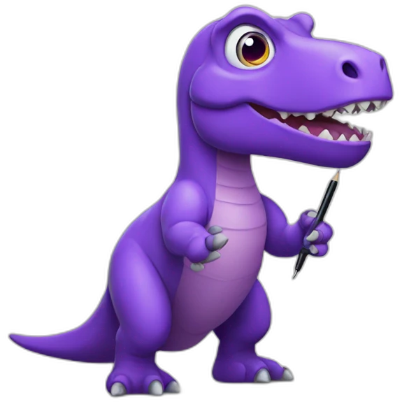 purple dinosaur with a stylus in his hands emoji