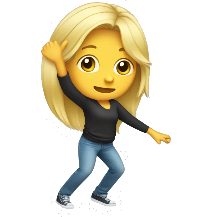 blond girl dabbing emoji