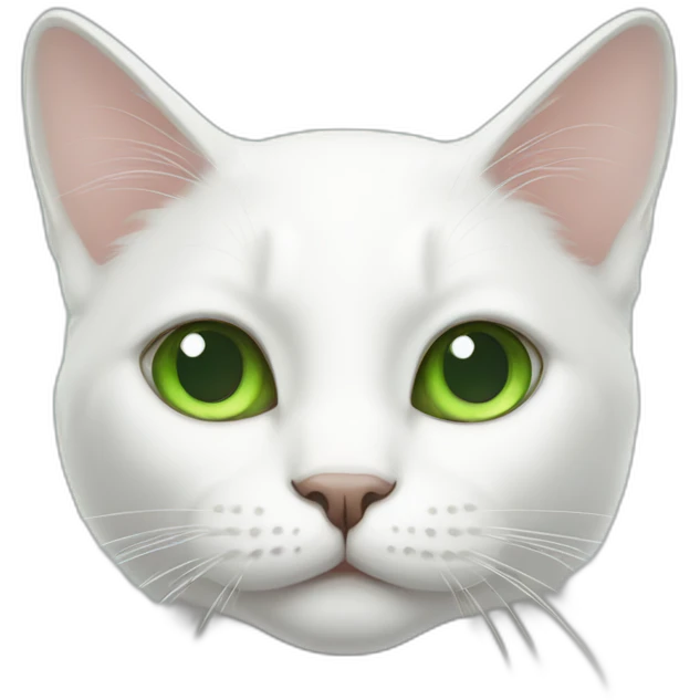 White cat with green ear and nose emoji
