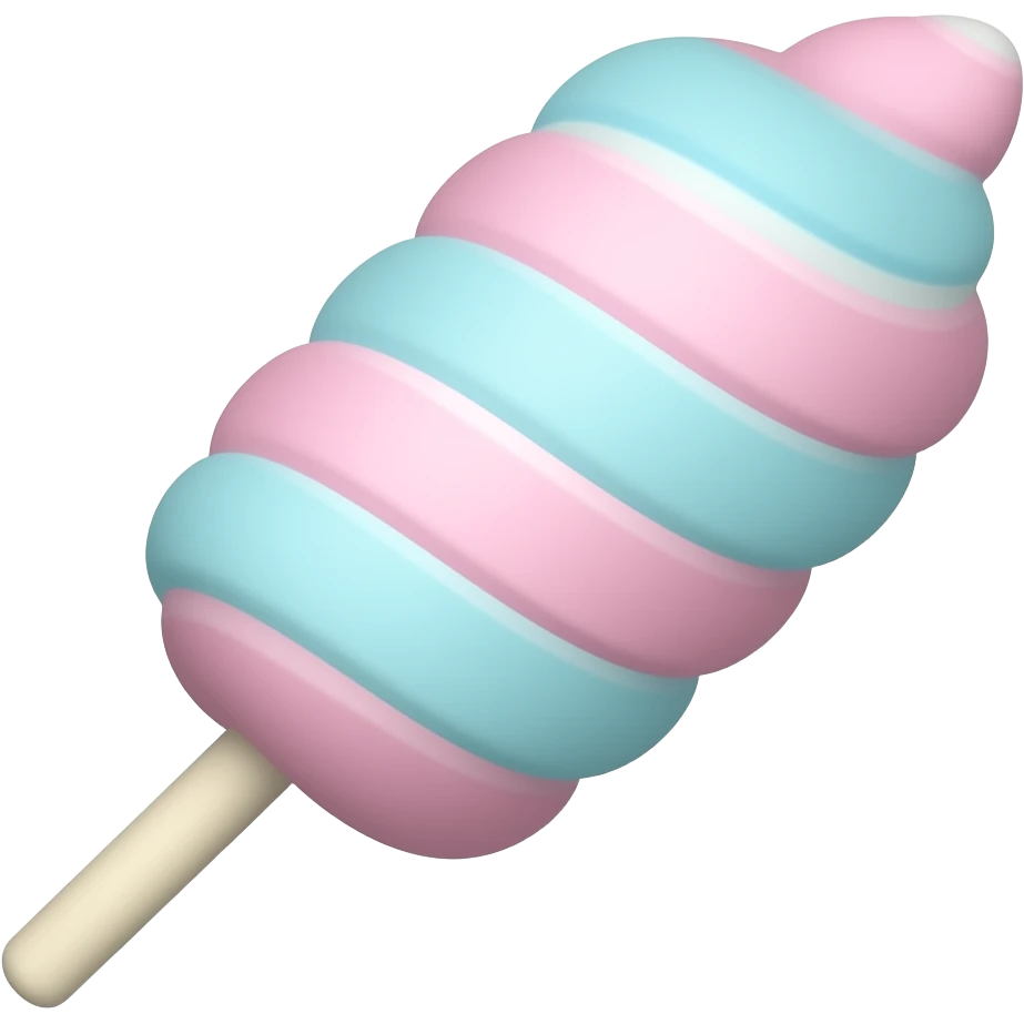 cotton candy (color light pink and light blue, striped) on stick emoji