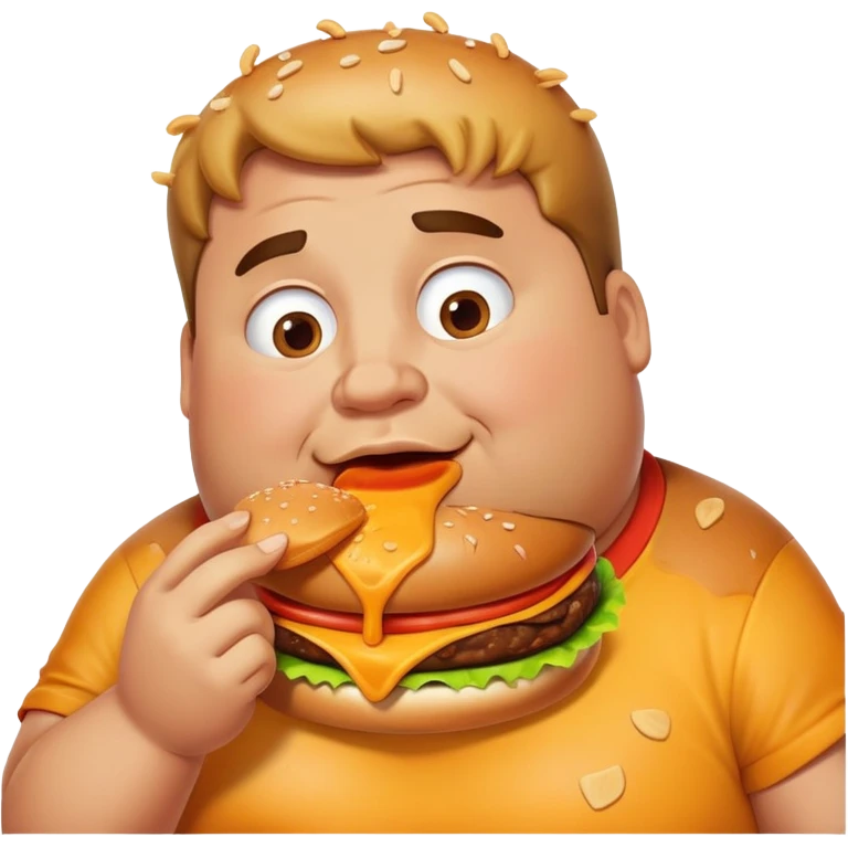 A fat guy eating a burger emoji