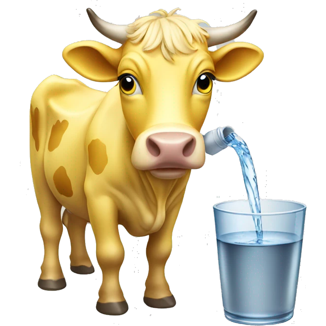Yellow cow drinking water  emoji