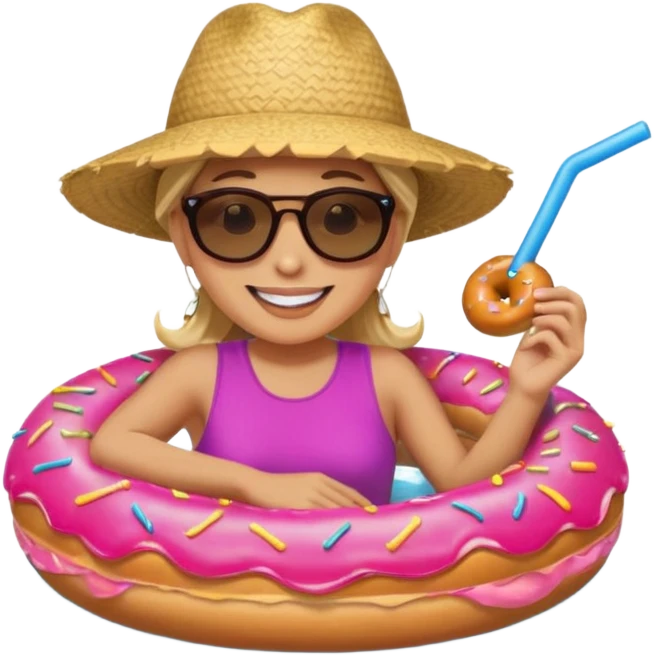 a person riding a donut float emoji