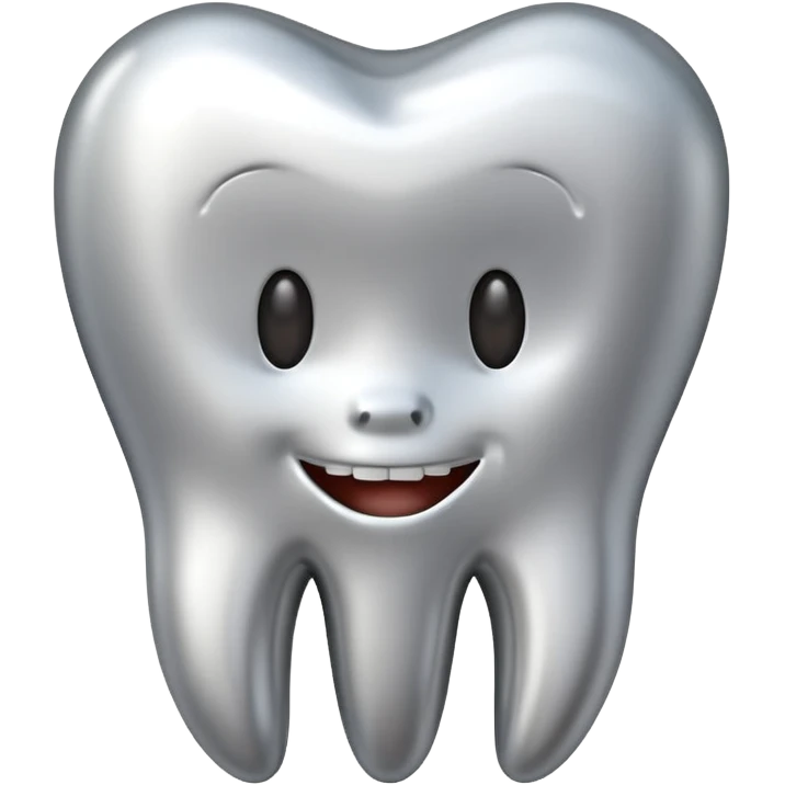 human tooth emoji, smooth chrome ceramic-metal texture, clean medical luxury aesthetic, isolated on white, no face emoji