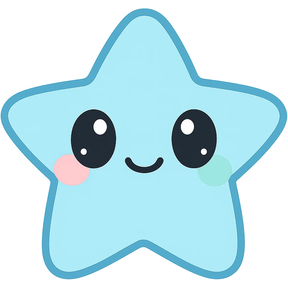 kawaii style happy star, pastel colors emoji